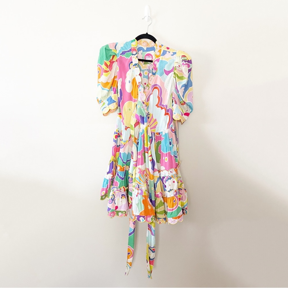 CeliaB Wrap Dress Scalloped Embroidered